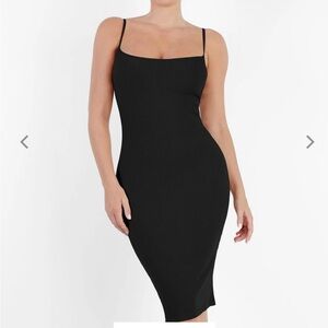Popilush Shapewear Solid Modal Slimming Midi Slip Dress